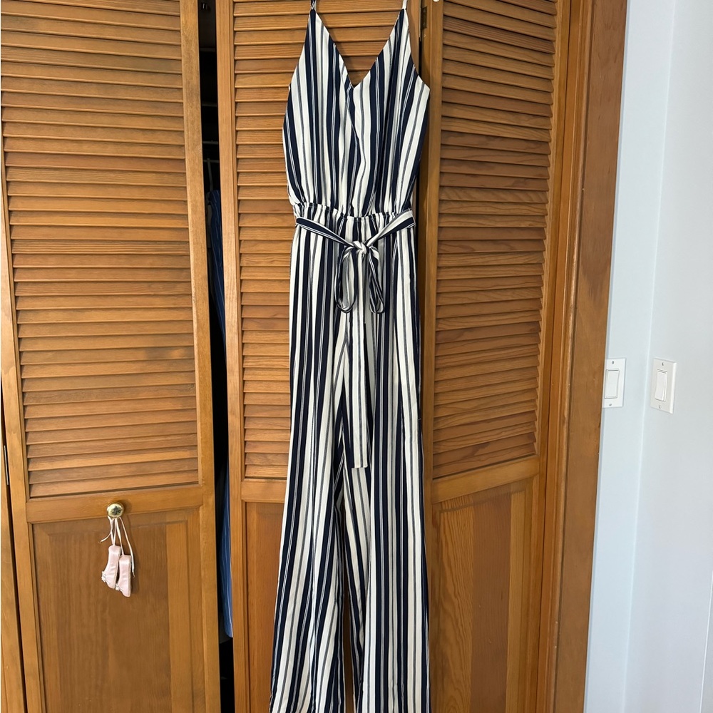 One Clothing Navy and White Striped Jumpsuit